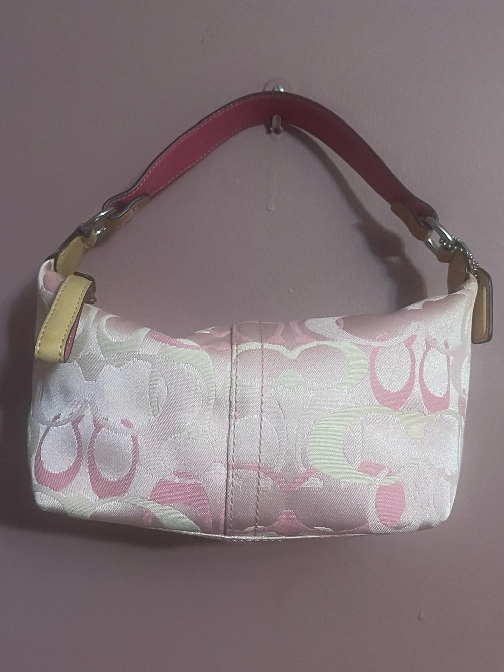 Coach Pink Signature Jacquard Shoulder Bag - Picture 5 of 12